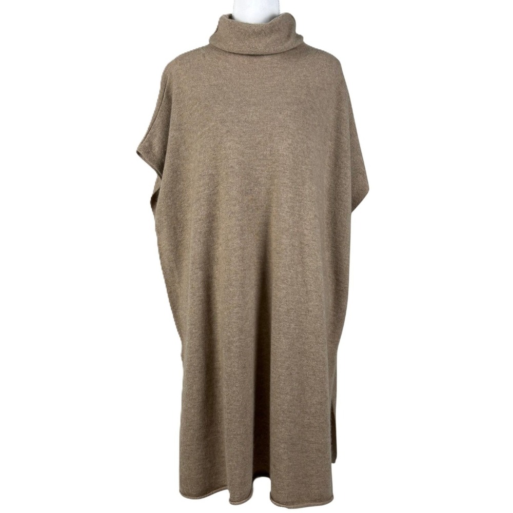 Eileen Fisher 100% Cashmere Tunic Sweater Womens M Beige Turtleneck Undyed NWT